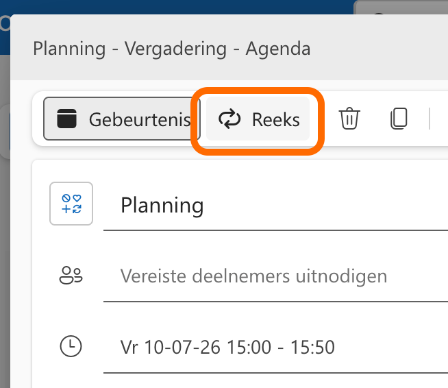 Outlook terugkeerpatroon agenda